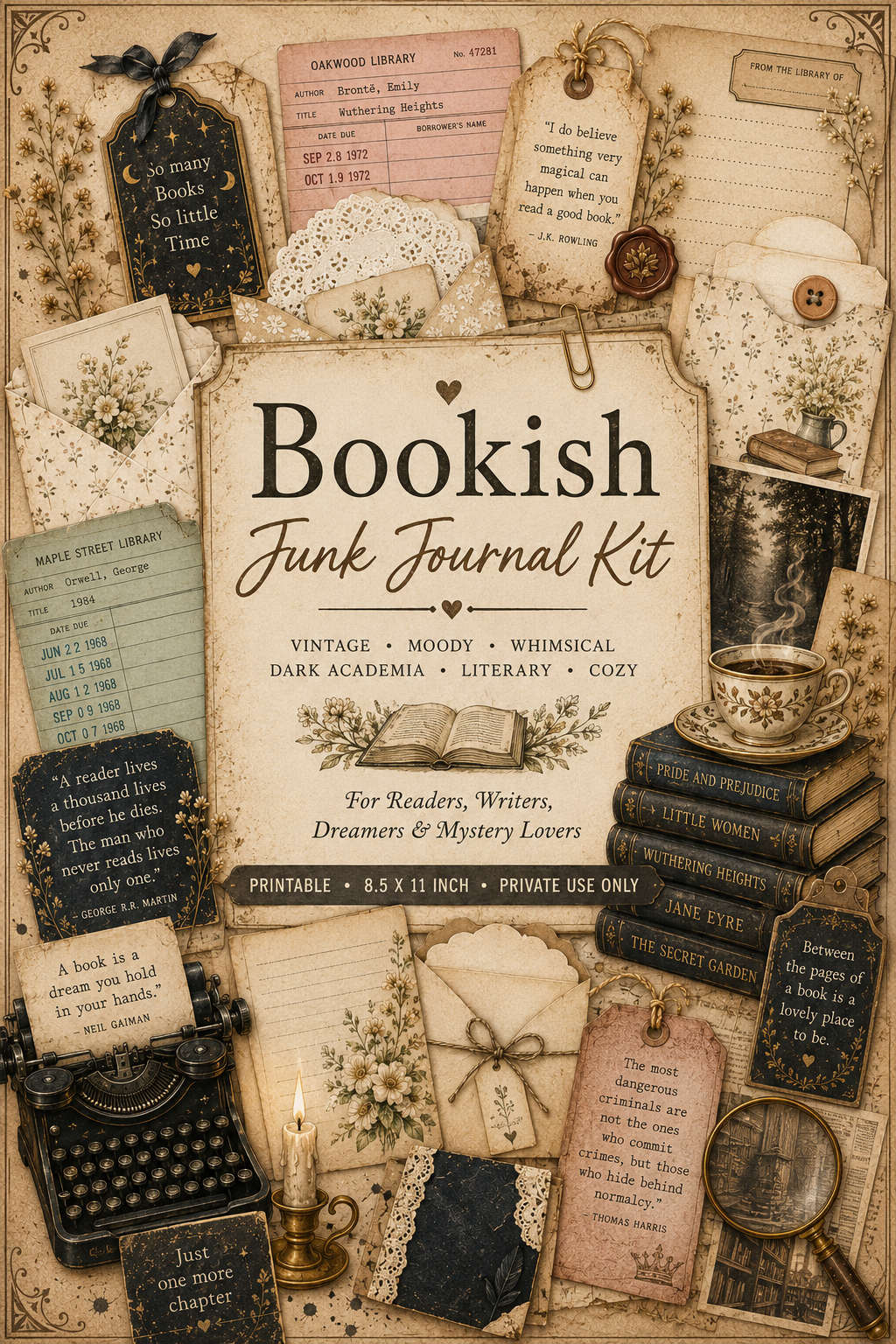 Digital Bookish Junk Journal Mega Kit
